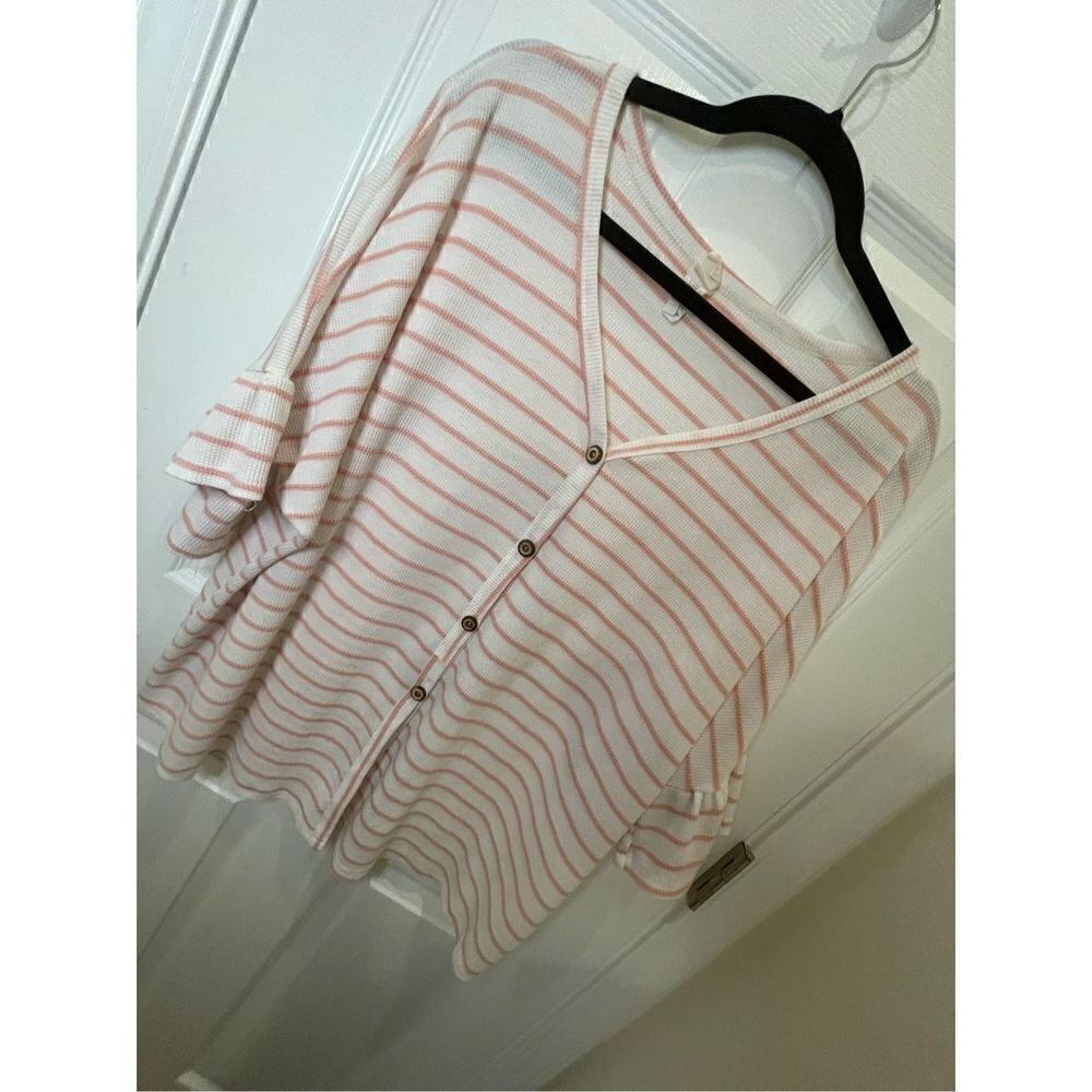 7th Ray women’s shirt sleeve blouse pink white 2X